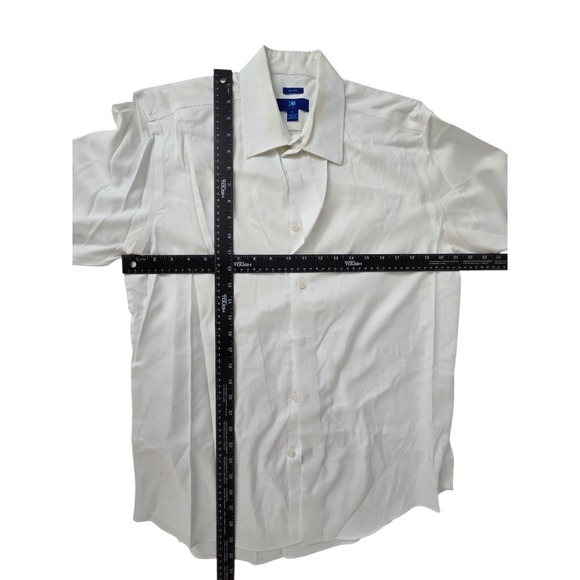EGARA Men's Dress Shirt Large White Solid Long Sleeve Non-Iron 100% Cotton L - Picture 3 of 4